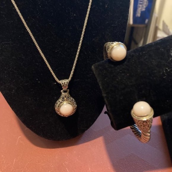 Artisan Crafted 18k & sterling cuff and necklace with pendant - Picture 1 of 11